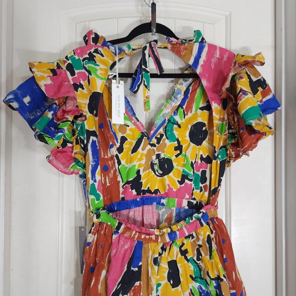 Love The Label Womens Dress Penelope Print Tiered Ruffle Prairie Maxi Anthro S - Picture 7 of 12